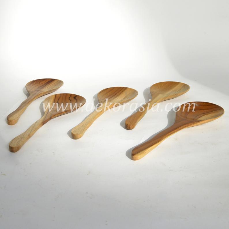 Teak Wood Round Wooden Rice Ladle Spoon - 9.1 inches length | Kitchenware
